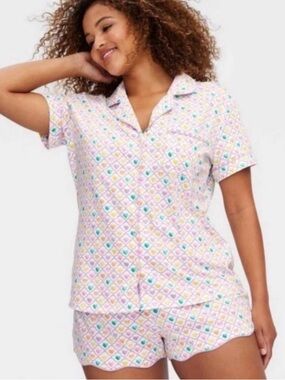 Roller Rabbit x Target Women’s L NWT Disco Hearts Pajama Set Short Sleeve Shorts